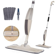 Decorus Spray Flat Mop - Microfiber Floor Mop with 360 Rotating Head, 250ml Refillable Bottle, 3 Reusable Pads, Scraper - Ideal for Home Cleaning