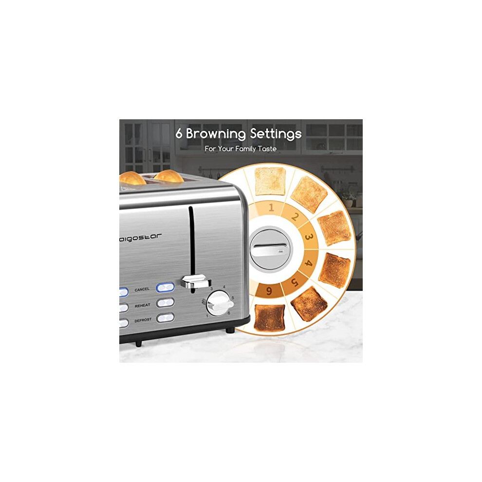 aigostar-stainless-steel-toaster-4-slice--independent-and-extra-wide-slots--defrost---reheat-functions--1550w-electric-toaster-with-high-lifting