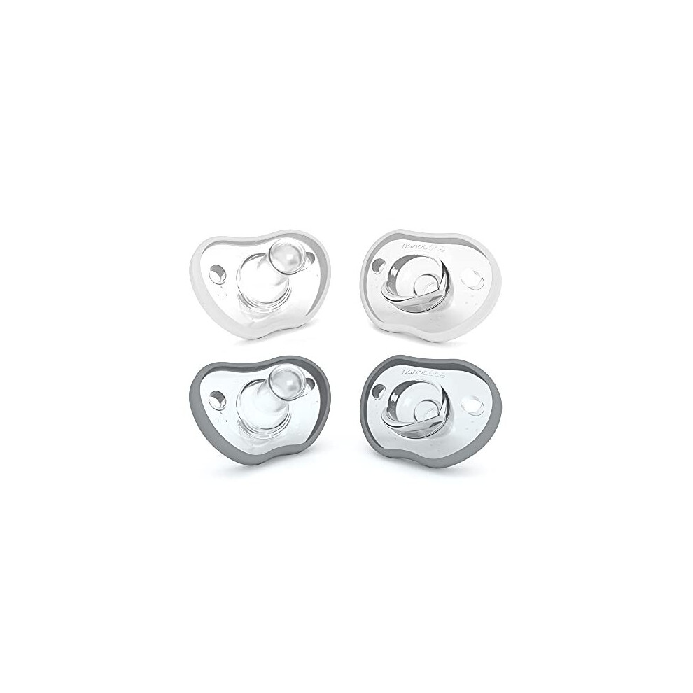 Nanobebe Baby Soothers 3+ Month - Orthodontic, Curves Comfortably With Face Contour, Award Winning For Breastfeeding Babies, 100% Silicone - Bpa