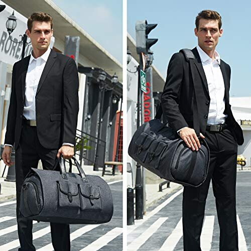 UNIQUEBELLA Travel Suit Carrier Garment Duffel Bag Fiber Large Holdall for Men with Shoe Compartment Dark Grey on OnBuy