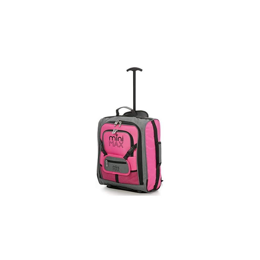 Aerolite MiniMAX Fits easyJet 45x36x20 New 2021 Hand Cabin Luggage Under Seat Trolley Backpack Carry On Cabin Hand Luggage Bag, 45x35x20cm, Pink