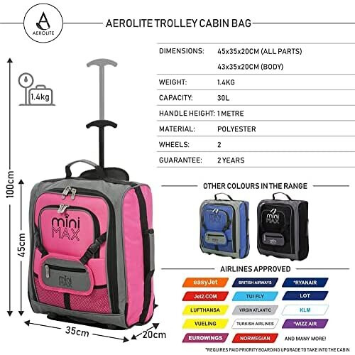 Aerolite luggage pink deals