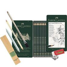 Faber-Castell 119065 Pencil Castell 9000, Set of 12 Art Set, Contents 8B 2H, Basic assortment 8b - 2h, Graphit-Kunst-Set
