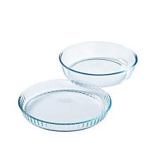 Bake & Enjoy - Set of a Glass flan Dish 28 cm and a Cake Dish 26 cm
