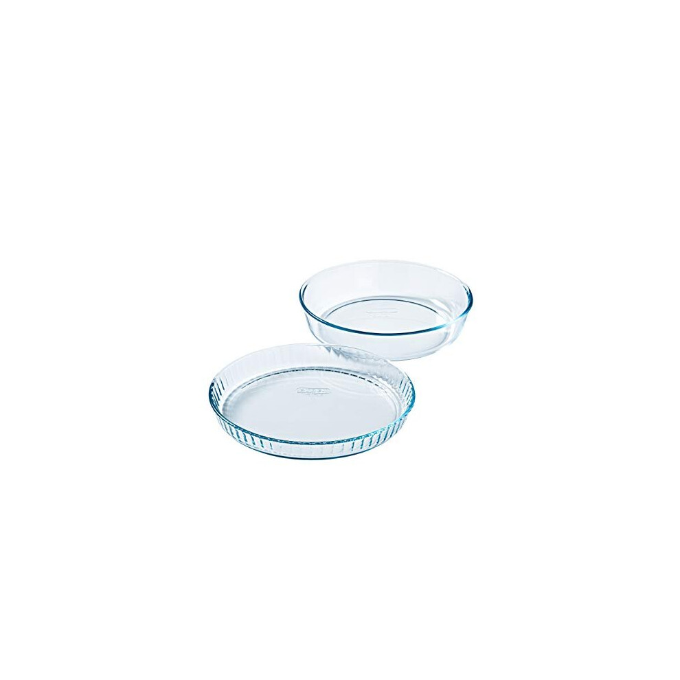 Pyrex Bake & Enjoy - Set Of A Glass Flan Dish 28 Cm And A Cake Dish 26 Cm