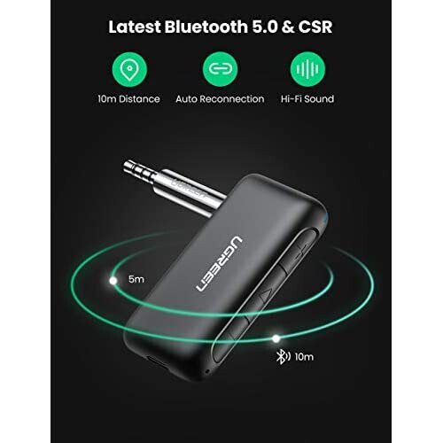 Ugreen Bluetooth 5.0 Audioempfänger AUX Mini-Buchse für Auto - Schwarz 1