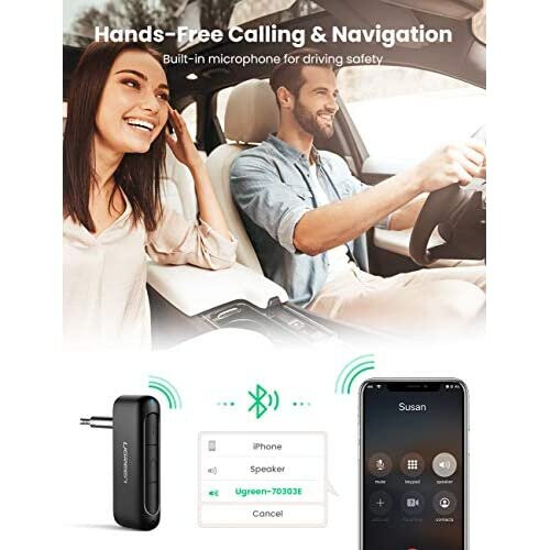 Ugreen Bluetooth 5.0 Audioempfänger AUX Mini-Buchse für Auto - Schwarz 2