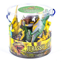 KandyToys 18 Piece Dinosaurs Play Set in Tub Prehistoric Playset with Toy Dinosaurs and Play Mat