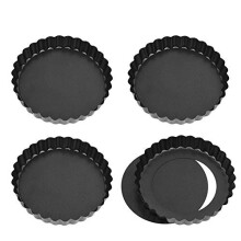 Xinzistar 4 Pack 12cm Tart Tins with Removable Loose Bottom, Non-Stick Mini Cake Tins Quiche Dishes Tart Pans, Round Egg Tart Mould for Baki