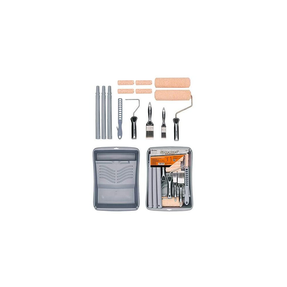 Rollingdog Paint Roller Set With Extension Pole Includes Sturdy Paint Tray,Paint Brush,Paint Roller,Microfiber Roller Cover, Roller Frame,Se 6972952973104
