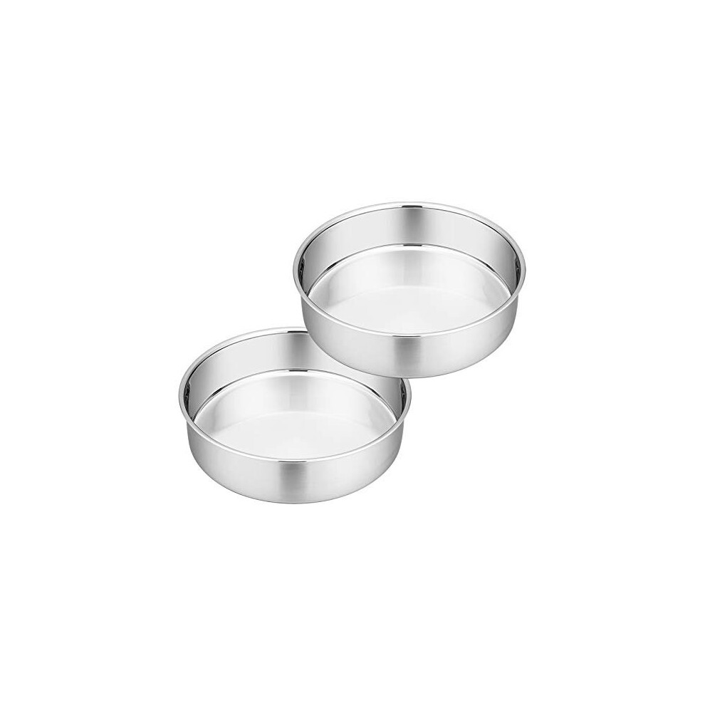 Cake Tin Set of 2, Homikit 8inch Round Cake Tins Stainless Steel for Baking Roasting, Christmas Birthday Layer Cake Mould Pan Bakeware, Heal