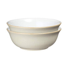 Denby Linen 16048807 2-Piece Cereal Bowl Set - Cream, Durable Stoneware, Dishwasher/Oven/Microwave/Freezer Safe