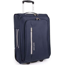 Pierre Cardin Cion Soft Sided Luggage with Stress Tested Durable Wheels, Telescopic Drag Handle Suitcase with Packing Straps CL610M (Small, Navy