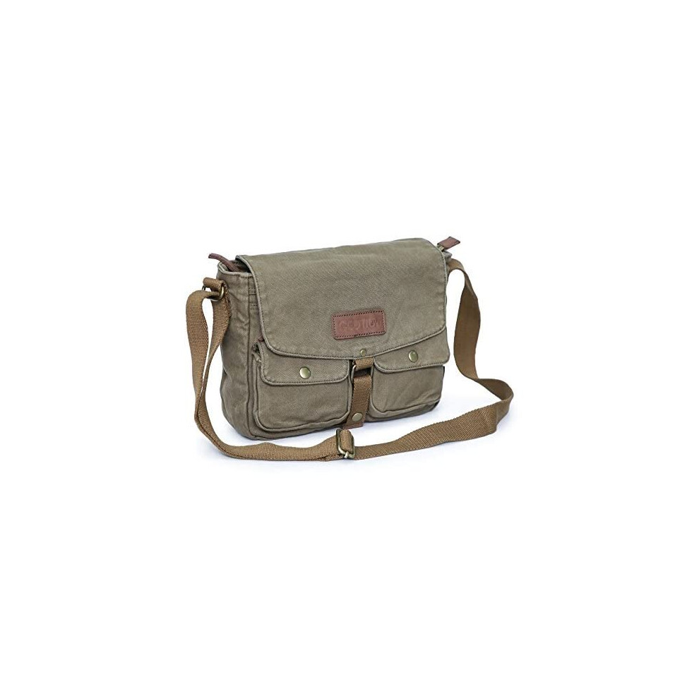 Gootium Vintage Canvas Messenger Bag Mens Crossbody Bag, Army Green