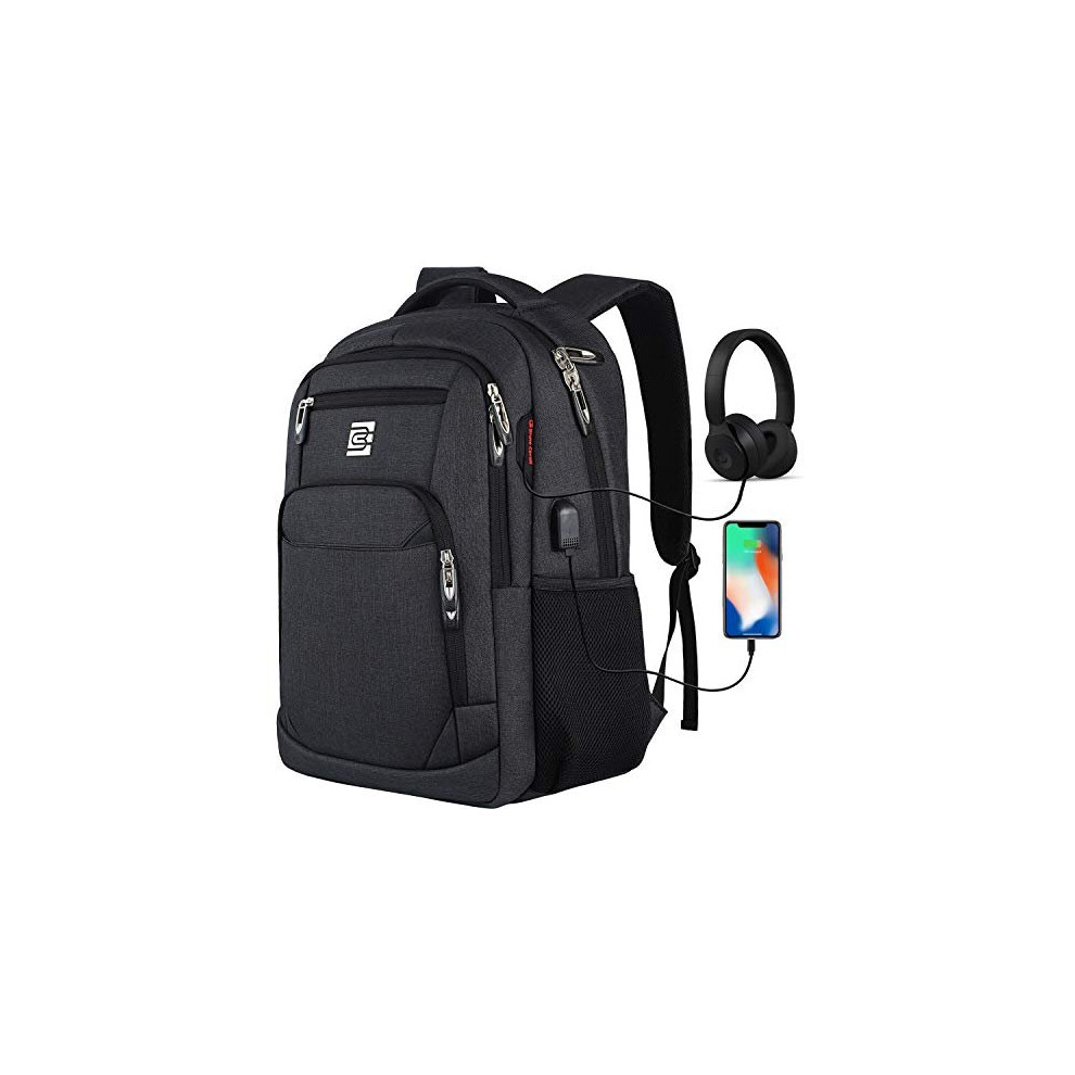 Kasibon Laptop Backpack With Usb Charging&Headphone Port,Anti-Theft Business Laptop Backpack With Breathable Padded Shoulder Strap, Water Resistant Compu