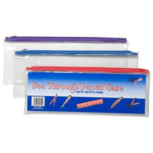 6 x Clear Exam Pencil Case See Through 33cm x 12.5cm Zip Bag Transparent Extra Strong