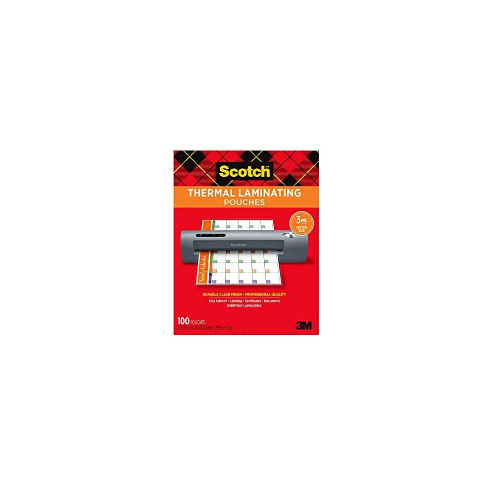 Scotch Thermal Laminating Pouches, 100-Pack, 8.9 x 11.4 Inches, Letter Size Sheets (TP3854-100)