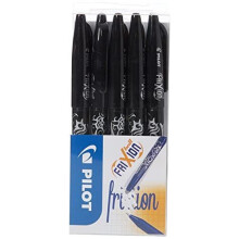 Pilot Frixion Erasable Rollerball Pen Set - Black, Pack of 5