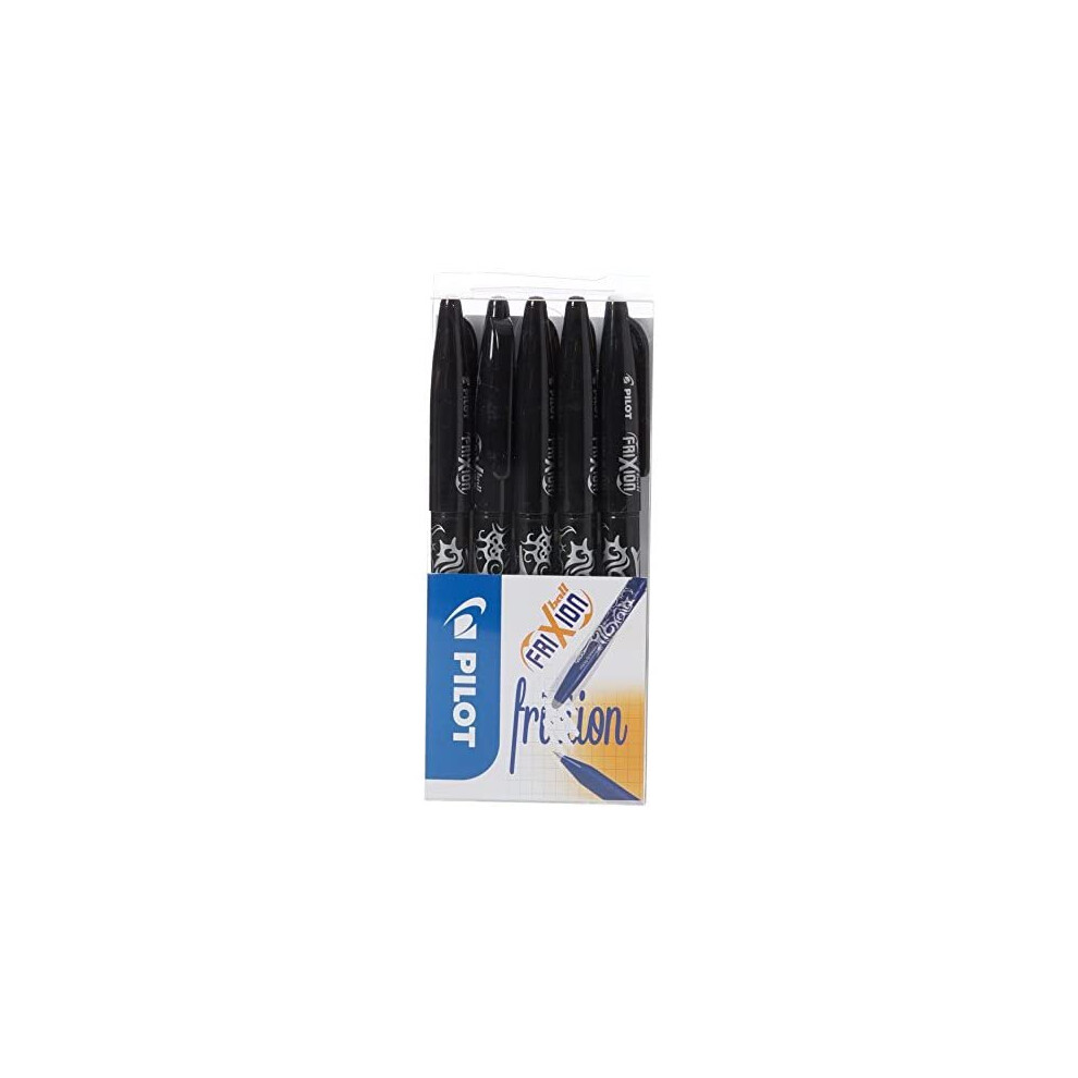 Pilot Frixion Erasable Rollerball Pen Set - Black, Pack of 5