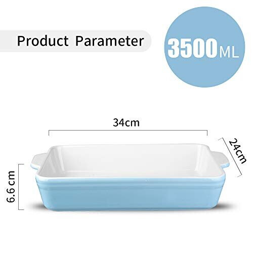 Ronnior Individual Lasagne Dish Large Deep, Ceramic Oven Dish, Serving Dish, Rectangular Baking Dish, Ceramic Baking Tray, Roasting Cooking 2