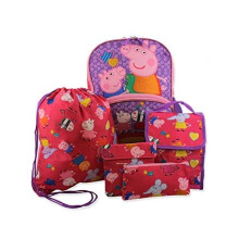 Peppa Pig Girls 5 piece Backpack and Lunch Bag School Set - Multi - One Size