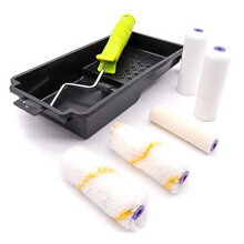 COTTAM Mini Paint Roller And Tray Set | Mini Small 4 Inch | Roller Sleeves For Painting Emulsion on Walls & Ceilings & Gloss On Doors / Trim