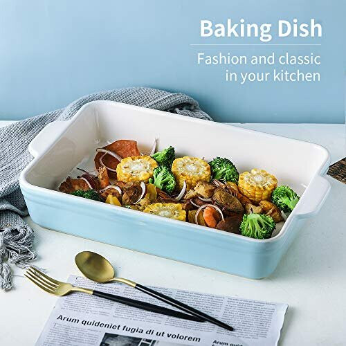 Ronnior Individual Lasagne Dish Large Deep, Ceramic Oven Dish, Serving Dish, Rectangular Baking Dish, Ceramic Baking Tray, Roasting Cooking 1