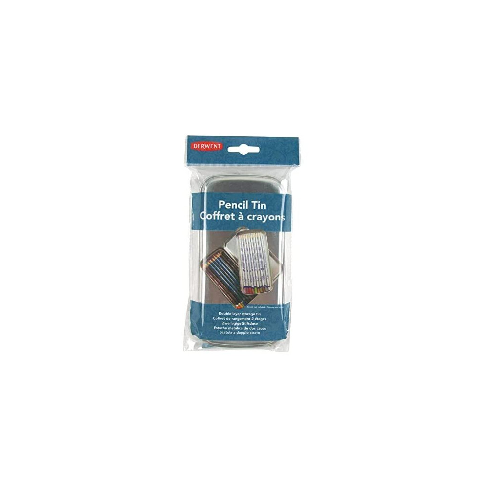 Derwent Pencil Tin, Double Layered Storage With Removable Inner Tray, Professional Quality, 2300582