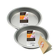 2pk Round Cake Tins | Durable Stainless Steel Baking Tins 20.3cm Diameter x 3.5cm Depth | Heats Quickly and Evenly | Cake Baking Equipment f