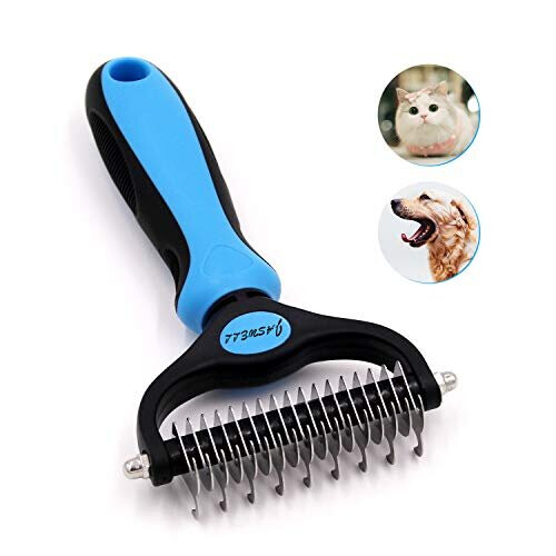 JASWELL Pet Grooming Tool Dematting Comb for Dogs Cats 2 Sided Undercoat Rake for Easy Mats Tangles Removing on OnBuy