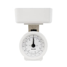 Salter Compact Mechanical Kitchen Scale Analogue with Large Clock-Face Dial, 3 kg, Metric/Imperial, Dishwasher-Safe Bowl