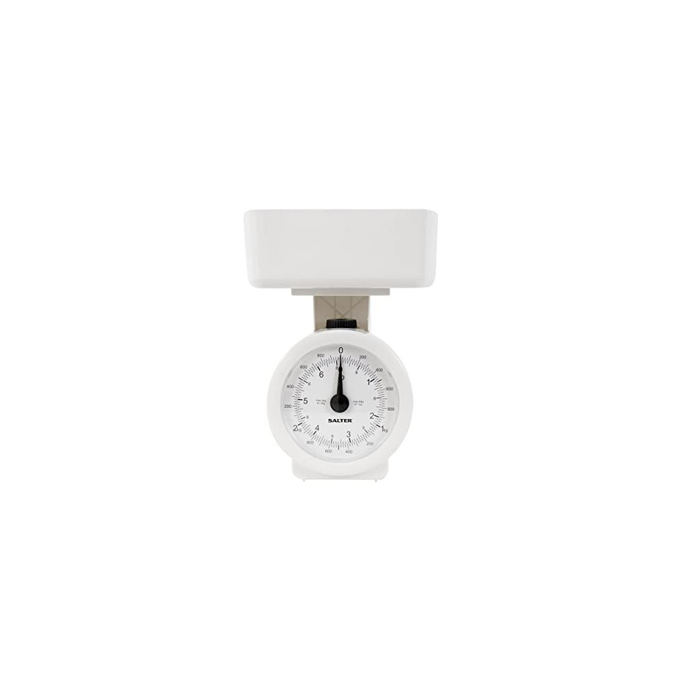 Salter Compact Mechanical Kitchen Scale Analogue With Large Clock-Face Dial, 3 Kg, Metric/Imperial, Dishwasher-Safe Bowl