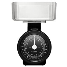 Salter Compact Mechanical Kitchen Scale - Fast Accurate Reliable Baking Cooking Food Weighing Up to 5 kg - Easy to Read - 15 Years - Black,
