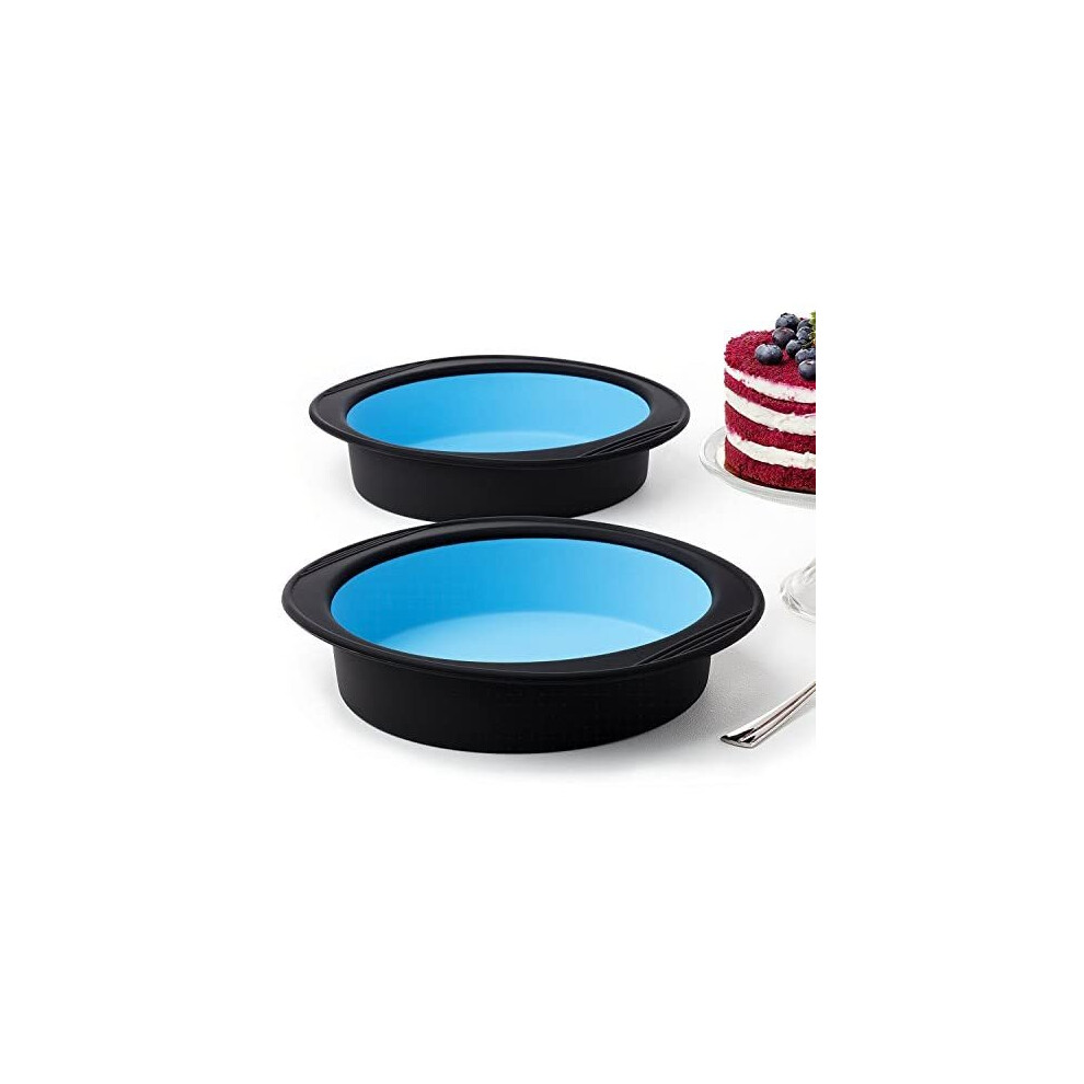 Maxi Nature Round Cake Tins Set of 2 - Non Stick, Durable, Easy to Clean Pans - Microwave, Dishwasher & Freezer Safe - Food Grade Silicone M