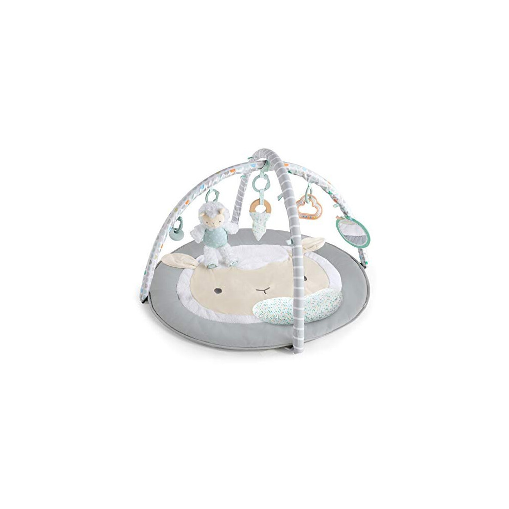 Ingenuity, Sheppys Spot Plush Activity Gym, Corrie, Baby Play mat Gym with Play Arch, Prop Pillow, 5 Detachable Activity Toys, Easy to Stor