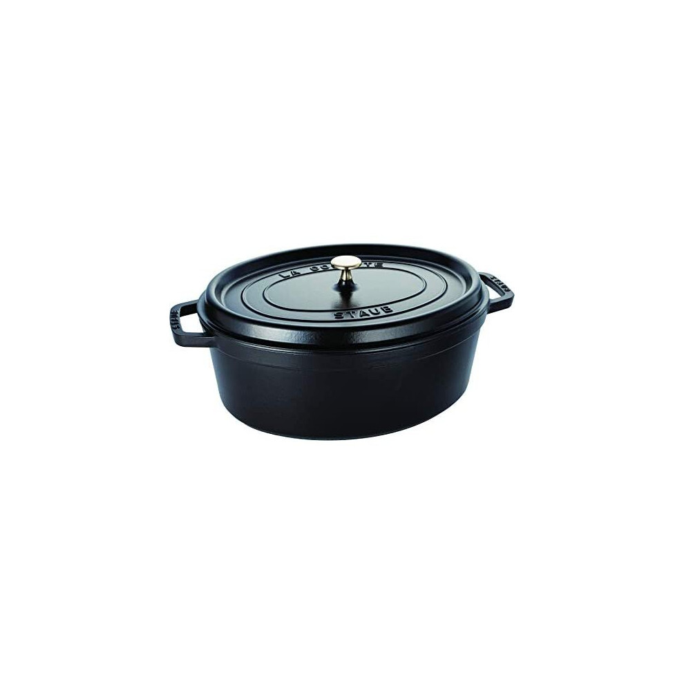 Staub Cast Iron Roaster/Cocotte, Oval 37 cm, 8 L, Black