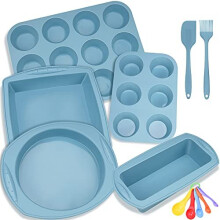 Economical 7in1 Nonstick Silicone Baking Cake Pan Cookie Sheet Moulds Tray Set for Oven, BPA Free Heat Resistant Bakeware Suppliers Tools Ki