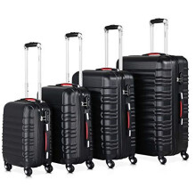 Monzana Baseline 4 Pcs Travel Suitcase Set Luggage Hard Shell ABS 4 Wheel Anti Scratch S M L XL Gel Handles Combination Lock - Black