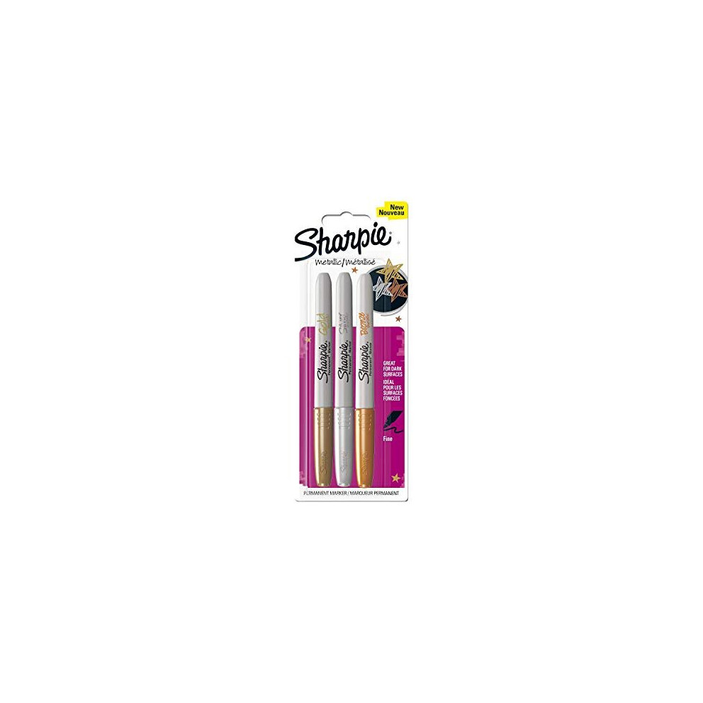 Sharpie Permanent Marker Fine Metallic Assorted (Pack of 3 Markers)