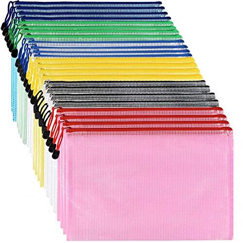 Plastic Wallets - 24 Pieces Document Folder File Zipper Bags A4 Plastic Wallet Folder Extra Thick Zip Lock Bags