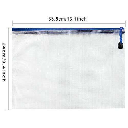 Plastic Wallets - 24 Pieces Document Folder File Zipper Bags A4 Plastic Wallet Folder Extra Thick Zip Lock Bags 1