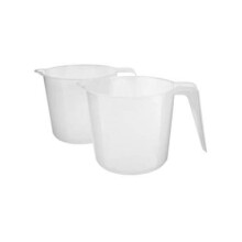 Set of 2 Handled 1 Litre Kitchen Measuring Jugs Cups Ounce ml Measurement Clear White