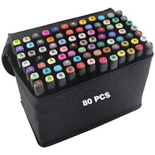 80 Colors Graphic Marker Pen Dual Tip Sketch Pen Twin Marker Double Ended Finecolour Sketch Marker Broad and Fine Point Tip with Black Bag