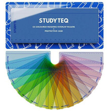 15 x Studyteq Professional Dyslexia Coloured Reading Overlays And Rulers + Protective Case | Reading Tracking Rulers for Visual Stress, Dyslexia,