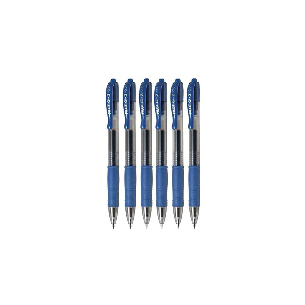 Pilot G2 07 Gel Ink Pen 0.7mm Tip 0.38mm Line Width 0.38mm Refillable Bl-G2-7 (Pack of 6) - Blue