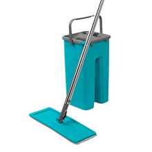 Beldray LA067234EU Space Saving Flat Head Microfibre Mop and Bucket Set, Built-in Wringer & Dirt-Removing Scraper, Compact for an Easy Stora