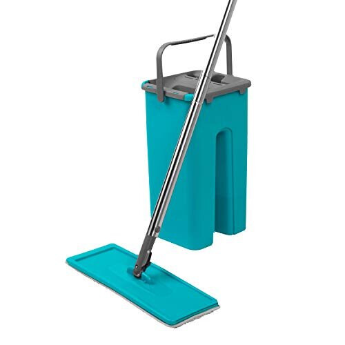 Beldray Beldray LA067234EU Space Saving Flat Head Microfibre Mop and Bucket Set, Built-in Wringer & Dirt-Removing Scraper, Compact for an Easy Stora