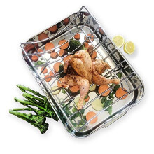 Stainless Steel Roasting Tin with Rack | Family Size Non-Stick Roasting Tray Constructed from Superior Stainless Steel | Removable Roasting Rack