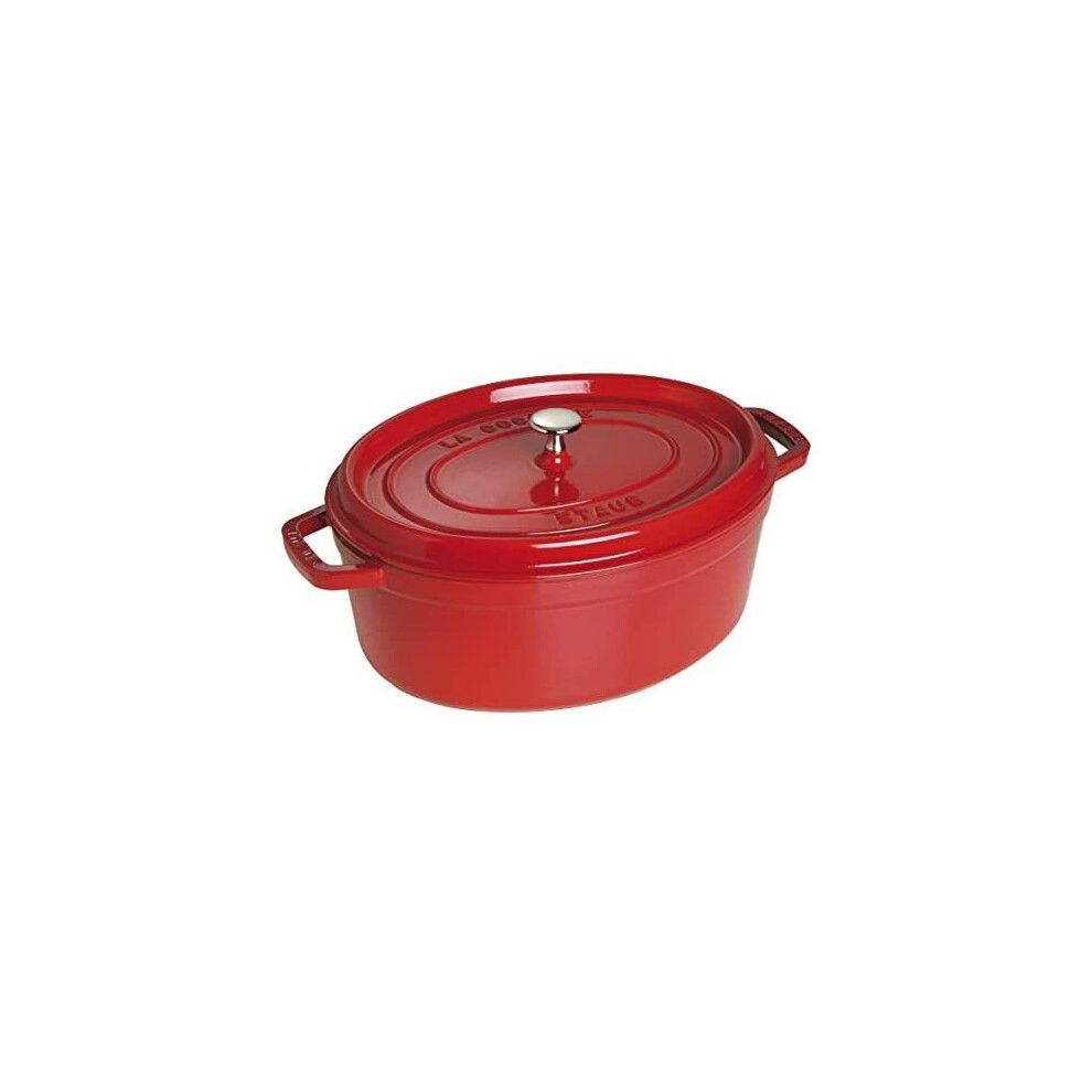 Staub Cast Iron Roaster/Cocotte, Oval 37 cm, 8 L, Cherry Red