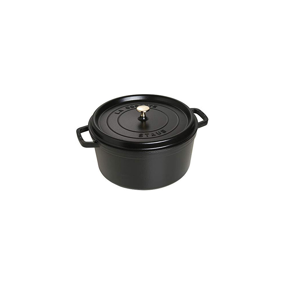 STAUB Cast Iron Roaster/Cocotte, Round, 30 cm, 8.35 L, Black